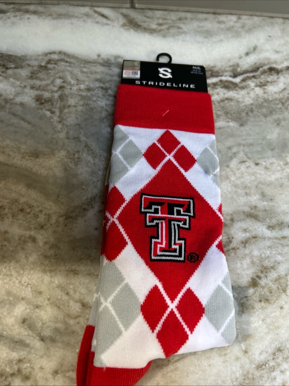 TEXAS TECH RED RAIDERS NCAA COLLEGE LOGO SPLIT ARGYLE DRESS TROUSER SOCKS M 8-12